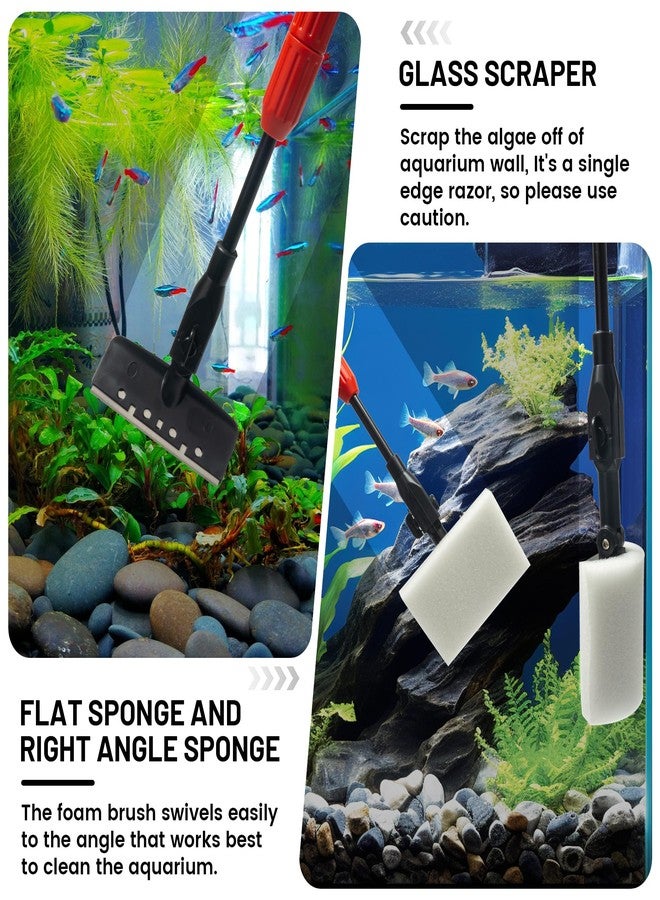 Amviner Aquarium Glass Cleaner, 7 in 1 Algae Remover for Fish Tank, Aquarium Cleaning Kit with Long Handle, Aquarium Net, Algae Scraper, Sponge Brush - Image 5